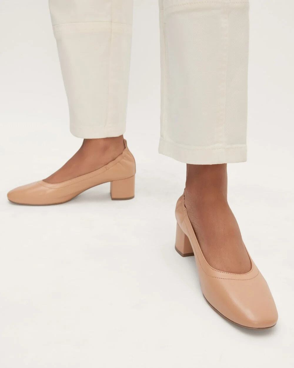 Everlane The Day Heels. Nude Blush Tan, Block Heel, 11